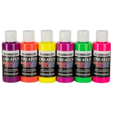 Набір флуоресцентних фарб 6 шт по 60 мл Createx Colors 5802