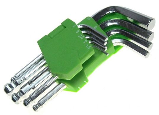 Набір ключів шестигранних Г-подібних Alloid НШ-0918 подовжених 1,5-10 мм 9 од.