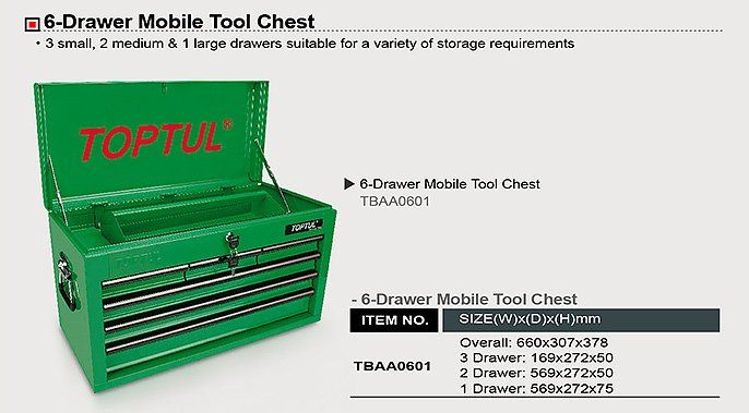 Ящик для инструмента 6 секций TOPTUL TBAA0601