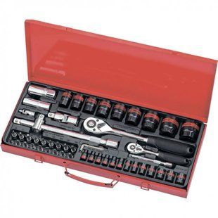 Набор головок и трещоток MATRIX 13585 (53 пр, Металлический кейс)