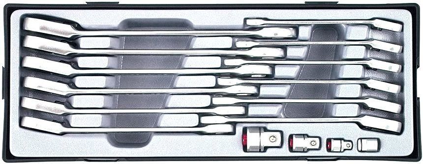 Набор ключей рожково-накидных Force 5164R трещоточных отогнутых + адаптеры 8-19 мм 16 ед.
