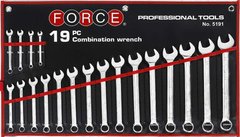 Набор ключей рожково-накидных Force 5191 на полотне 6-24 мм 19 ед.