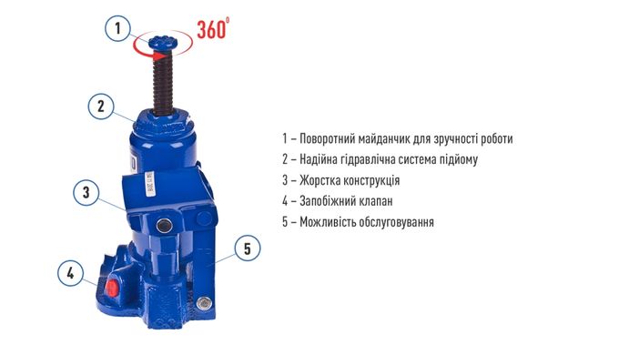 Домкрат бутылочный 2т 148-276 мм Vitol IH-148276D