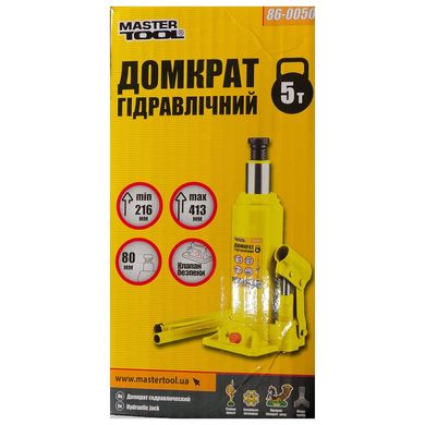 Домкрат гідравлічний пляшковий 5 т 216-413 мм MASTERTOOL 86-0050