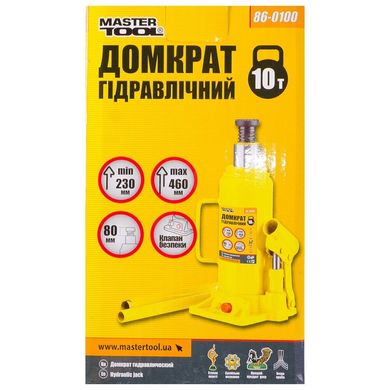 Домкрат гидравлический бутылочный 10 т 230-460 мм MASTERTOOL 86-0100