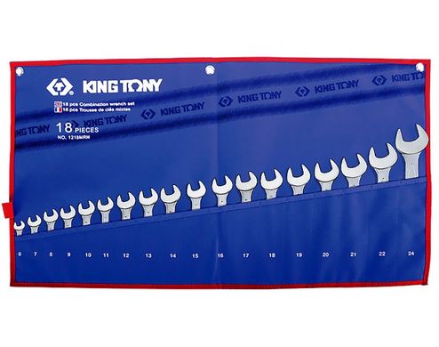 Набор ключей рожково-накидных KING TONY 1218MRN 6-24мм (18 предметов)
