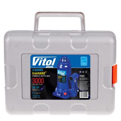 Домкрат бутылочный в кейсе 3т 180-350 мм Vitol IRON HAND IH-180350D-K