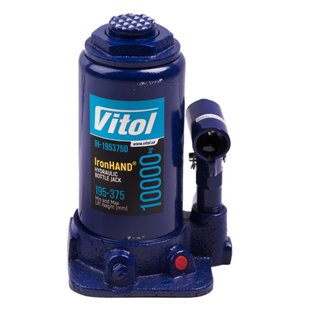 Домкрат бутылочный 10т 195-375 мм Vitol IRON HAND IH-195375D