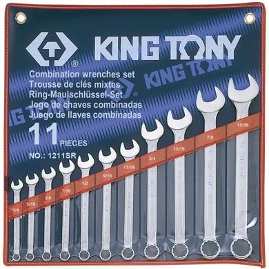 Набір комбінованих дюймових ключів KING TONY 1211SR 1/4" -15/16" (11 предметів)