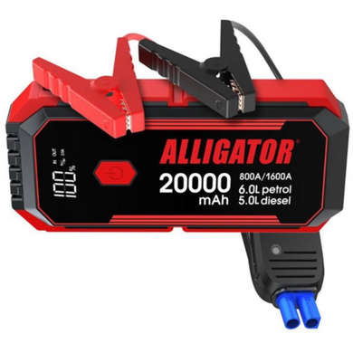 Пусковий пристрій 800 A / 1600 A, 20000 mAh Alligator Jump Starter JS843
