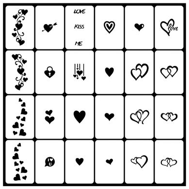 Трафареты для ногтей Uairbrush Сердца №050