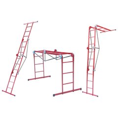 Лестница трансформер металлическая 3x4 ступени h=1035-1650-3700 мм 150 кг ГОСПОДАР 79-1023