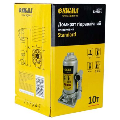 Домкрат гидравлический бутылочный 10т 200-385мм Sigma 6106101 Standard