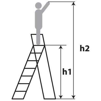 Лестница-стремянка металлическая ИТАЛИЯ 8 ступеней с растяжками h=1760 мм 150 кг ГОСПОДАР 79-1048
