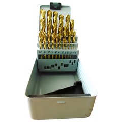 Набір свердлів по металу 1-13 мм HSS TiN коробка металу VULKAN 61020251 25 предметів